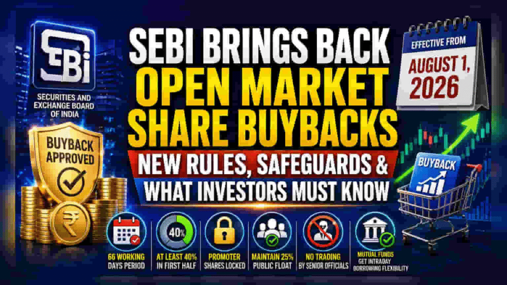 SEBI buyback rules, open market buyback, SEBI announcement, share buyback, stock market news, Indian stock market, shareholder value, corporate governance, capital allocation, investing India, buyback news, market reforms, listed companies, equity markets, investor wealth